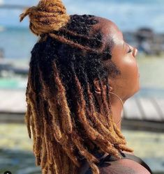 Here you will find combination of two different hairstyles. One she has shoulder length dreads hair, another one is top knot on the scalp. #Dreadlocks_hairstyle New Natural Hairstyles, Hair Locks, Dreadlock Hairstyles, Different Hairstyles, Shoulder Length