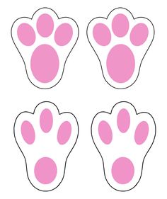 four pink paw printables for children's clothing and accessories, each with different shapes