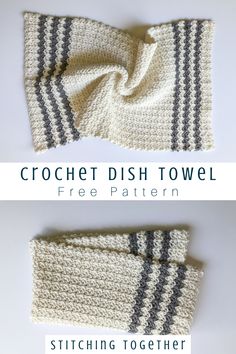 the crochet dish towel pattern is shown in two different colors