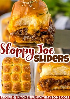 sloppy joe sliders recipe with the title above it