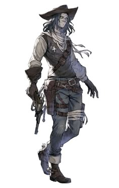 Reincarnation Art, Cowboy Character Design, Nier Reincarnation, Cowboy Character, Weird West, 캐릭터 드로잉, Cowboy Art, Fantasy Male