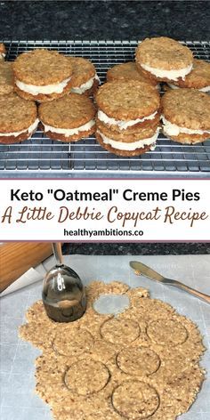 some cookies are sitting on top of a cooling rack and in front of the cookie sheet