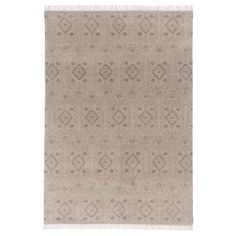 a beige and grey rug with diamonds on it