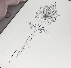 a card with a drawing of a flower on it