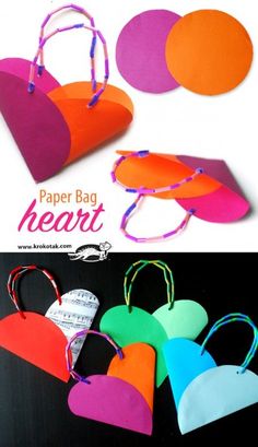 paper bag heart craft for valentine's day is an easy and fun activity to do with the kids