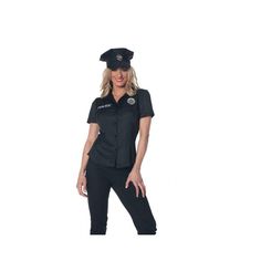 a woman in a police uniform posing for the camera with her hands on her hips