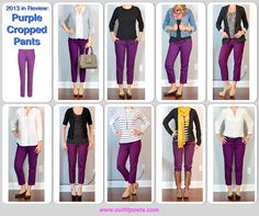 Outfit Posts: 2013 in review - outfit posts: purple cropped pants Purple Shirt Outfits, Purple Pants Outfit, Cropped Pants Outfit, Outfits Leggins, Mode Ab 50, Purple Outfits, Purple Shirt