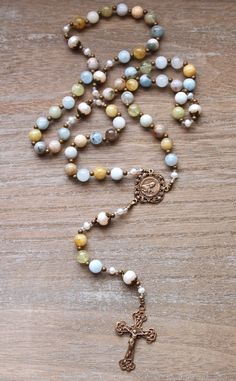 Miraculous Medal Necklace, Chaplet Rosary, Rosary Jewelry, Praying The Rosary, Aquamarine Beads, Rosary Necklace, Catholic Jewelry, Rosary Bracelet, Rosary Beads