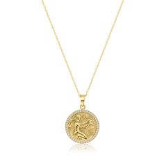 Virgo Zodiac Coin Pendant - Classic. Crafted for you to flaunt your star sign, this necklace goes with every outfit and will give a hint of sentiment wrapped in luxury to your style. The Diamond Bezel around the Gold Coin blends into a delicate yet beautifully detailed piece. Coins 5. 4 grams of 18k yellow gold and 0. 44 ct natural diamonds 14k Gold Zodiac Sign Pendant Necklace, 14k Gold Zodiac Medallion Necklace, 14k Gold Zodiac Sign Necklace With Round Pendant, Celestial Zodiac Sign 14k Gold Necklaces, 14k Gold Celestial Zodiac Necklaces, Luxury Gold-plated Zodiac Sign Necklaces, Luxury Gold Plated Zodiac Sign Necklace, Yellow Gold Zodiac Pendant Necklace, Luxury Gold Plated Zodiac Necklaces