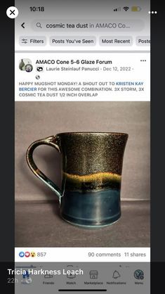 a coffee cup is shown on the facebook page