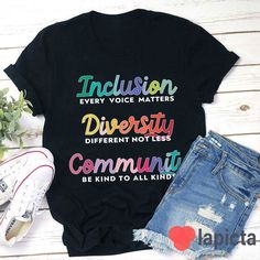 ✔️ TITTLE : Inclusion Diversity Community Teacher T-Shirt, Teacher Life Shirt, Kindergarten Shirt, Teacher Shirt, Gift For Teacher ✔️ IMPORTANT: Both Men and Women can we our shirts because this is unisex style t-shirts; Wash item inside out in cold water, do not bleach, do not dry clean, do not iron directly on the design. ✔️ MATERIAL DETAILS: 5.3-ounce, 100% cotton (99/1 cotton/poly (Ash) & 90/10 cotton/poly (Sport Grey); Heavyweight classic unisex tee; Taped neck and shoulders; Tearaway label Casual Multicolor Personalized T-shirt, Multicolor Casual T-shirt With Name Print, Casual Multicolor T-shirt With Name Print, Kindergarten Shirts, Tee Shirt Designs, Gift For Teacher, Teacher Tshirts, Teacher Life, Teacher Shirts