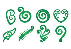 various green designs on a white background