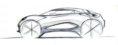 a drawing of a sports car on a white background