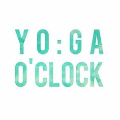 the words yoga o'clock written in blue ink on a white background with watercolor stains