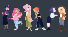 some cartoon characters with different hair colors