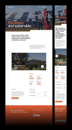 two screens showing the same page as they appear in this webpage, one with an orange and white theme