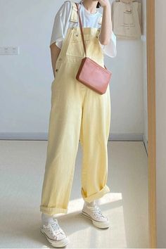 Loose Casual Yellow Jumpsuits – Tomscloth Style Salopette, Y2k Summer Outfits, Overalls Fashion, Yellow Clothes, Yellow Jumpsuit, Yellow Denim, Bodysuit Jumpsuit, Yellow Pants, Yellow Outfit