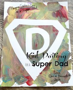 a fathers day card with the letter d on it and an image of a super dad