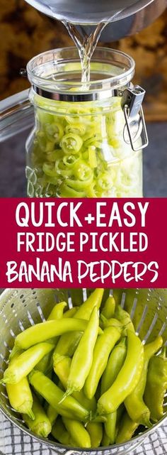 quick and easy pickled banana peddles in a jar with the title overlay