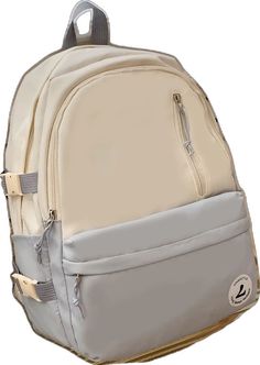 Gray Zipper Closure Bag For Students, Beige School Backpack With Large Capacity, Beige Large Capacity Backpack For School, Gray Backpack For Students, Casual Beige Shoulder Bag For Students, Gray Backpack Shoulder Bag For School, Large Capacity White Laptop Bag For School, Large Capacity Gray Student Bag, Casual Beige Backpack For School