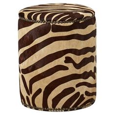 a zebra print stool is shown on a white background