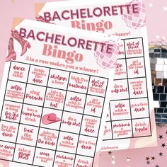 a pink and white printable bachelor party game