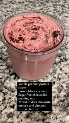 an ice cream in a plastic container on a granite countertop with the words vanilla preser protein frozen