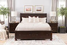 Beds & Headboards | Mathis Home Wood Bedroom Decor, Dark Brown Bedrooms, Brown Bed Frame, Dark Wood Bedroom Furniture, Dark Wood Bedroom, Dark Wood Bed, Dark Brown Furniture, Brown Furniture Bedroom