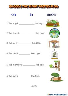 worksheet for children to learn english with pictures and words on the page, which includes