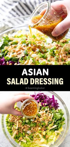 Asian Salad Dressing from Beaming Baker. Sweet and savory with a sesame ginger twist and bright flavor for the best Asian Salad Dressing! Japanese Salad Dressing, Sesame Salad Dressing, Ginger Asian, Healthy Dressing Recipes, Steakhouse Recipes, Dressing Healthy, Ginger Salad Dressings