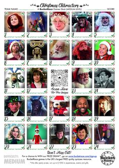 a christmas card with many different people in hats and beards on the same page