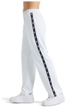 Sporty and street ready, our Y2K-inspired Bolt Track Pant pairs perfectly with our Bolt Track Jacket or on its own as a monochromatic statement piece. Straight Leg Mid Rise Side Pockets White Activewear With Side Stripes For Workout, Trendy White Sweatpants For Sports, Trendy White Workout Pants, White Sweatpants With Side Stripes For Streetwear, Track Pant, Track Jacket, Track Jackets, Track Pants, Mid Rise