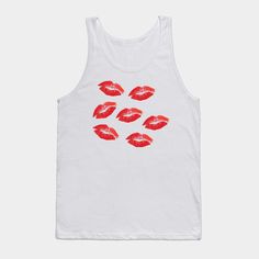 Elegant red kiss on the lips -- Choose from our vast selection of tank tops to match with your favorite design to make the perfect custom graphic tank top. Customize your color! Perfect for working out or casual wear for men and women. Kiss On The Lips, Kiss Merchandise, Kiss Print, Kissing Lips, Concert Outfits, Elegant Red, Tank Top Designs, White Tank Top, White Tank