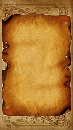 an old parchment paper with scroll and scrolls on the edges, is shown in sepia