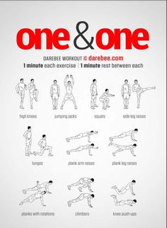 an exercise poster with the words one and one on it, including exercises for beginners