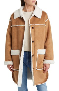 UGG® Takara Fleece Coat | Nordstrom Shearling Moto Jacket, Shearling Jacket Women, Faux Shearling Jacket, Polyester Jacket, Winter Mode, Faux Leather Moto Jacket, Fleece Coat, Leather Moto Jacket, Shearling Jacket