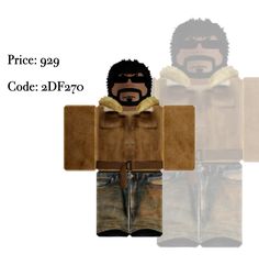 an image of a man wearing a jacket and jeans with the text price 99 code 3 pyro