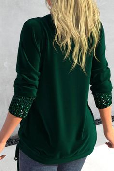 ROTITA Sequin Green Square Neck Long Sleeve T Shirt Floral Art Arrangements, Winter Mini Dresses, Asymmetrical Collar, Sparkle Mini Dress, Straight Clothes, Long Sleeve Tops Casual, Mini Robes, Dress Makeup, Tops Casual