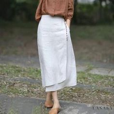 Lasaky - Luxurious Comfortable Women's Kaftan Dress Linen Skirt Midi, Rock Outfit, Streetwear Mode, Linen Fashion, Brown Skirts, Summer Linen, Linnet, Linen Skirt, Asymmetrical Design