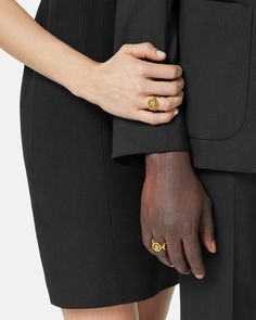 Medusa '95 Ring Gold | Versace US Luxury Adjustable Signet Ring For Formal Occasions, Symbolic Brass Rings For Formal Occasions, Versace Design, Versace Jewelry, Rings Jewelry Fashion, Wide Band Rings, Matches Fashion, Iconic Women, Versace Men