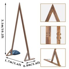 the wooden triangle is shown with measurements for it