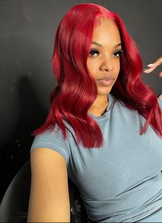 Outfits With Red Hair, Colored Human Hair Wigs, Hair Techniques, Hot Hair Styles, Colored Wigs, Burgundy Lace, Hair Inspiration Color