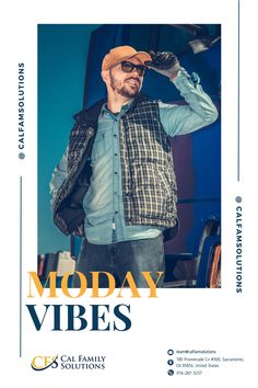 a man with a hat and sunglasses is standing in front of a blue background that says modlay vibes