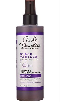 Amazon.com: Carol’s Daughter Black Vanilla Leave In Conditioner Spray for Curly, Wavy, Natural Hair, Adds Moisture & Shine to Dry, Damaged Hair- Made with Castor Oil, Rosemary and Aloe for Hydration, 8 fl oz : Everything Else Daughter Black, Hair Repair Treatments, Moisturizing Hair, Aloe Leaf, Soy Protein, Oil Treatments, Sulfate Free Shampoo