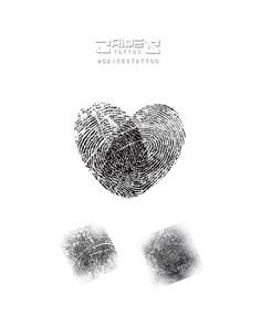 two fingerprints in the shape of a heart on a white background with chinese writing