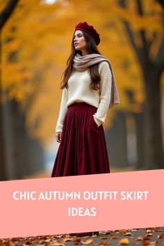 Chic Autumn Outfit Skirt Ideas Outfit Skirt Ideas, Skirts With Flats, Tiered Maxi Skirt Outfit, Sweaters Chic, Skirt Guide, Skirts And Boots, E Girl Style, Winter Skirts, Maxi Skirt Outfit