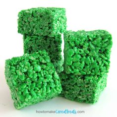 green rice krispy treats stacked on top of each other