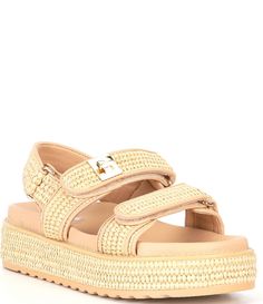 From Steve Madden&#x2C; the Big Mona Raffia Buckle Detail Platform Sandals feature:Raffia upperHook-and-loop closureSynthetic liningSynthetic outsoleApprox. 1.5" platform heightImported. Crystal Digging, Summer Board, 2024 Style, Sandal Platform, St Martin, 2024 Fashion, Casual Sandals, Summer 2024, Flat Sandals