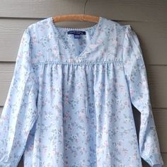 Floral Print Blue, White, Grey, Peachy Pink Long Nightgown, Warm And Comfy., Cotton Lined Polyester, Cotton Size M Nwot Pit To Pit 21", Length 50" Blue V-neck Sleepwear For Home, Blue Nightgown For Spring Loungewear, Long Sleeve Blue Nightgown For Home, Spring V-neck Nightgown For Home, Feminine Blue Nightgown For Spring, Light Blue Nightgown For Home, Light Blue V-neck Sleepwear For Spring, Blue V-neck Nightgown For Home, Feminine Blue Sleepwear For Pajama Party