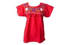 Mexican Blouse Puebla Style - Red- Beautiful embroidery- Handmade- Fiesta attireMeasurements:Small: Bust: 32-34" -- Length: 24"Medium: Bust: 36-38" -- Length: 26"Large: Bust: 40-42" -- Length: 28"X-Large: Bust: 44-46" -- Length: 30"2XL: Bust: 48-50" -- Length: 32"3XL: Bust: 54-56" -- Length: 34"4XL: Bust: 57-58" -- Length: 34"5XL: Bust: 58-60" -- Length: 35"***NOTE:  Due to the handmade nature of these dresses, the embroidery may vary from blouse to blouse since each is individually handcrafted. Red Bohemian Crew Neck Blouse, Red Crew Neck Blouse With Floral Embroidery, Red Embroidered Short Sleeve Cotton Top, Red Floral Embroidered Short Sleeve Blouse, Festive Red Embroidered Short Sleeve Top, Red Folk Style Tops For Festive Occasion, Red Cotton Embroidered Short Sleeve Top, Red Short Sleeve Top With Floral Embroidery, Red Tops For Fiesta In Spring